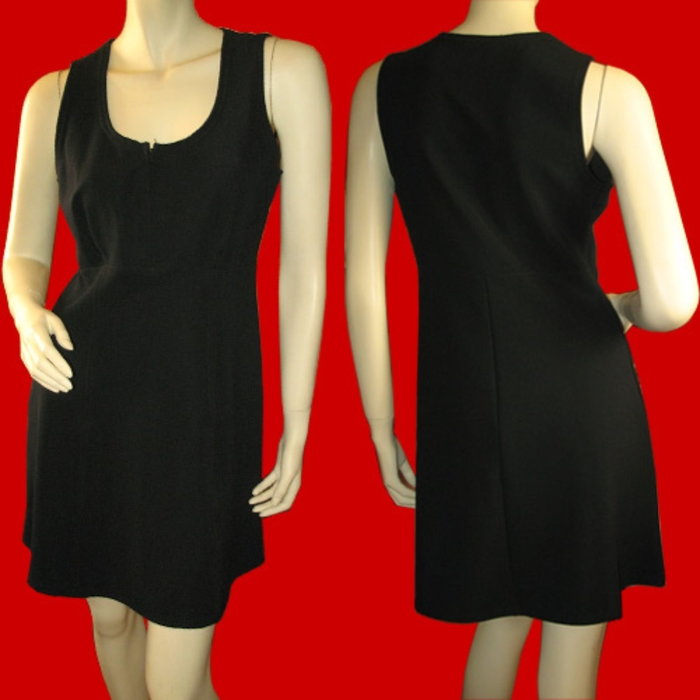 Vintage Y2K 80s 90s Womens A-Line Mini Black Dress M Made USA Grunge Sleeveless